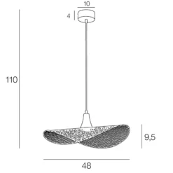 Hängeleuchte Honu, schwarz, Ø 48 cm, Metall