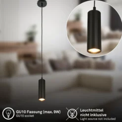 Hängeleuchte Ida, schwarz, 1-flammig, Ø 10 cm, GU10