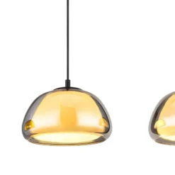 Hängeleuchte Jella, Länge 95 cm, rauchgrau, 3-flg., Glas