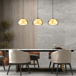 Hängeleuchte Jella, Länge 95 cm, rauchgrau, 3-flg., Glas
