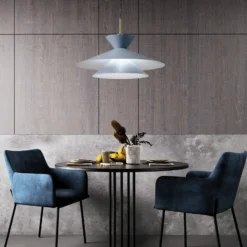 Hängeleuchte Kim, himmelblau, Ø 60 cm, Metall