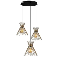 Hängeleuchte Kirpi 3086, goldfarben, Metall, 3-flammig rund