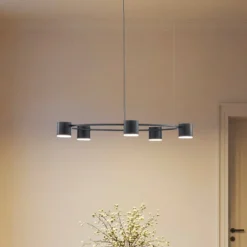 Hängeleuchte Kodo, 5-flammig, schwarz, Stahl, GX53