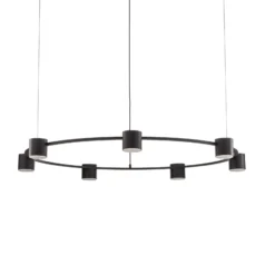 Hängeleuchte Kodo, 7-flammig, schwarz, Stahl, GX53
