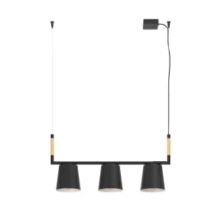 Hängeleuchte Lacey, Länge 78 cm, schwarz, 3-flg., Stahl