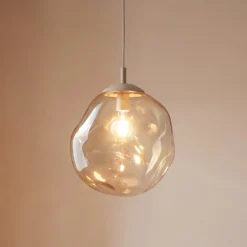 Hängeleuchte Lava, Ø 35 cm, E27, sand/cognac, Glas