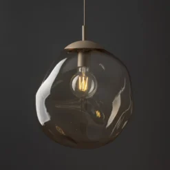 Hängeleuchte Lava, Ø 35 cm, E27, sand/cognac, Glas