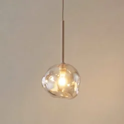 Hängeleuchte Lava, Ø 15 cm, G9, sand/cognac, Glas