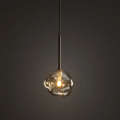 Hängeleuchte Lava, Ø 15 cm, G9, sand/cognac, Glas