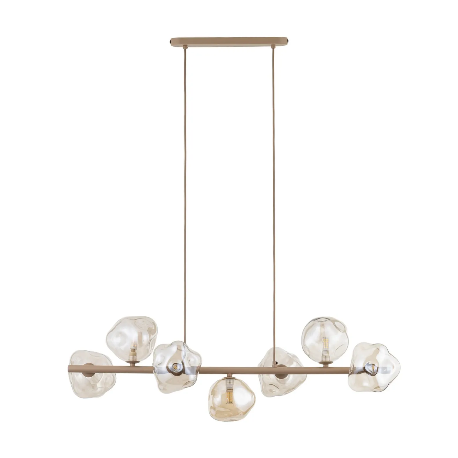Hängeleuchte Lava, 7-flammig, 90 cm lang, sand/cognac, G9