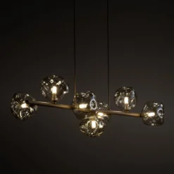 Hängeleuchte Lava, 7-flammig, 90 cm lang, sand/cognac, G9
