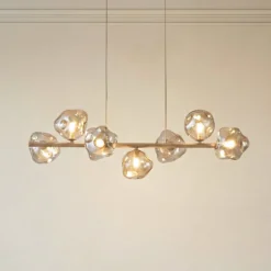 Hängeleuchte Lava, 7-flammig, 90 cm lang, sand/cognac, G9