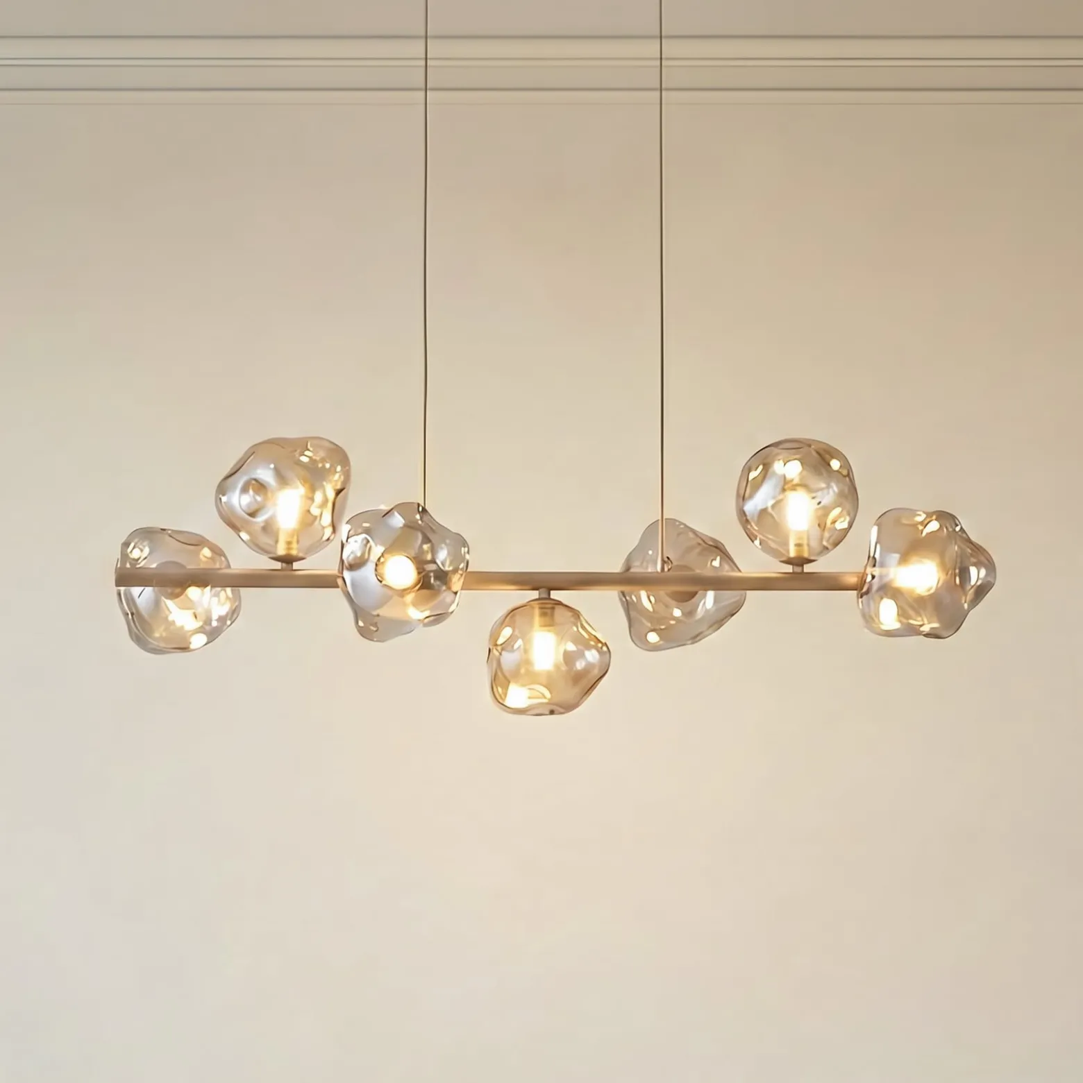 Hängeleuchte Lava, 7-flammig, 90 cm lang, sand/cognac, G9