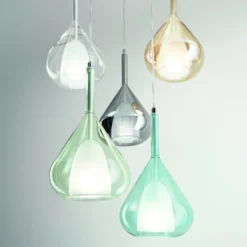 Hängeleuchte Lila, azurblau, 1-flammig, Glas