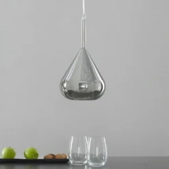 Hängeleuchte Lila, rauchgrau, 1-flammig, Glas