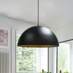 Hängeleuchte Lipeo, schwarz/gold, Ø 40 cm, Metall, E27