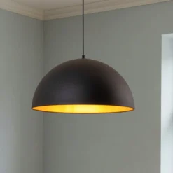 Hängeleuchte Lipeo, schwarz/gold, Ø 50 cm, Metall, E27