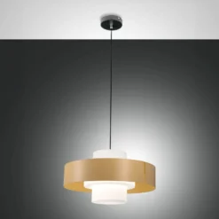 Hängeleuchte Loto, sandfarben, Ø 45 cm, Metall, Glas, E27