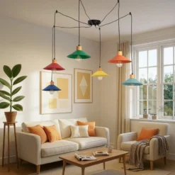 Hängeleuchte Manavgat, 6-flammig, Multicolour, Länge 144 cm