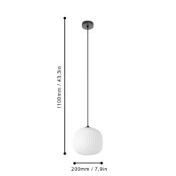 Hängeleuchte Mantunalle, Ø 20 cm, schwarz/weiß, Glas
