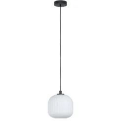 Hängeleuchte Mantunalle, Ø 20 cm, schwarz/weiß, Glas