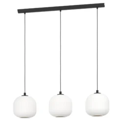 Hängeleuchte Mantunalle, Länge 120 cm, schwarz/weiß, 3-flg.