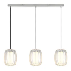Hängeleuchte Maribel, Länge 86 cm, chrom/klar, Metall 3-flg.