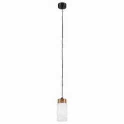 Hängeleuchte Markus, Opalglas/Eichenholz, Ø 9,5 cm, E27