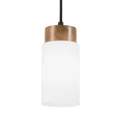 Hängeleuchte Markus, Opalglas/Eichenholz, Ø 9,5 cm, E27