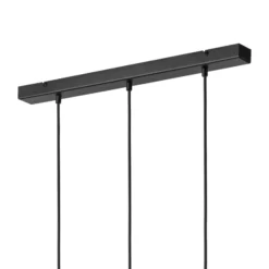 Hängeleuchte Markus, Opalglas/Eichenholz, Länge 60 cm 3-flg.