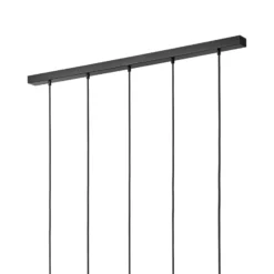 Hängeleuchte Markus, Opalglas/Eichenholz Länge 100 cm 5-flg.