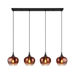 Hängeleuchte Maxy, kupfer/schwarz, Glas, 100 cm lang, E27