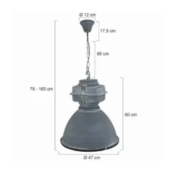 Hängeleuchte Mexlite Densi, grau, Ø 47 cm, Metall