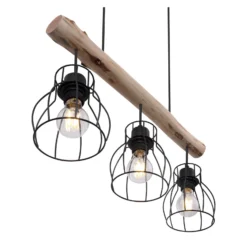 Hängeleuchte Mina, Länge 60 cm, schwarz/braun, 3-flg.