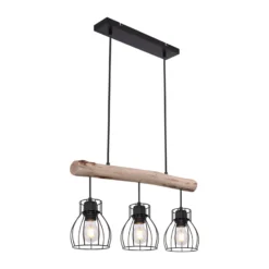 Hängeleuchte Mina, Länge 60 cm, schwarz/braun, 3-flg.