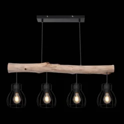 Hängeleuchte Mina, Länge 83 cm, schwarz/braun, 4-flg.