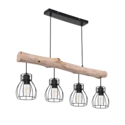 Hängeleuchte Mina, Länge 83 cm, schwarz/braun, 4-flg.