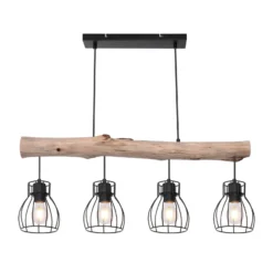 Hängeleuchte Mina, Länge 83 cm, schwarz/braun, 4-flg.