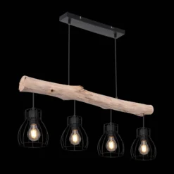 Hängeleuchte Mina, Länge 83 cm, schwarz/braun, 4-flg.