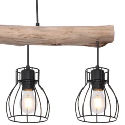 Hängeleuchte Mina, Länge 83 cm, schwarz/braun, 4-flg.