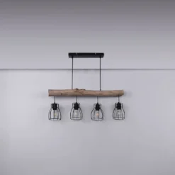 Hängeleuchte Mina, Länge 83 cm, schwarz/braun, 4-flg.