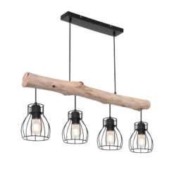 Hängeleuchte Mina, Länge 83 cm, schwarz/braun, 4-flg.