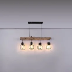 Hängeleuchte Mina, Länge 83 cm, schwarz/braun, 4-flg.