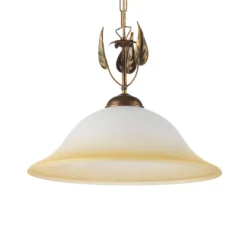 Hängeleuchte Mira, creme/bronze, Glas, Ø 40 cm, E27