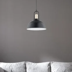 Hängeleuchte Mirave, schwarz / goldfarben, Ø 39,5 cm, Metall