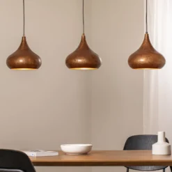 Hängeleuchte Muba, altmessing, Länge 120 cm, Metall