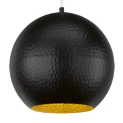 Hängeleuchte Mylon, schwarz/gold, kugelförmig