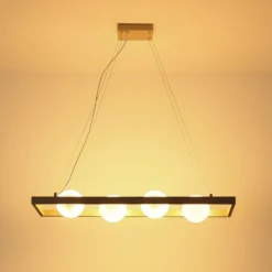 Hängeleuchte Nanda, sand/opal, Glas, 84 cm lang, G9