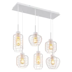 Hängeleuchte Nesa, Länge 77 cm, weiß/chrom, Metall, 6-flg.
