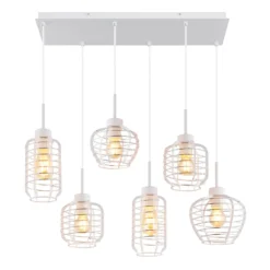 Hängeleuchte Nesa, Länge 77 cm, weiß/chrom, Metall, 6-flg.